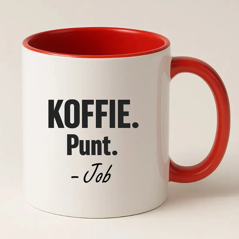 Koffie. Punt. (Naam) Leuke koffiemok met naam rood