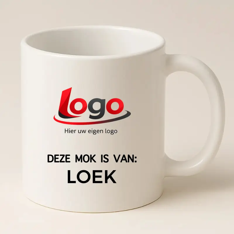 Mok met logo en naam (wit)