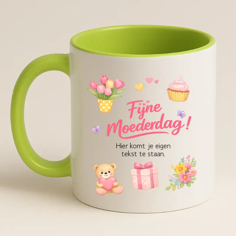 Groene fijne moederdag mok met tekst