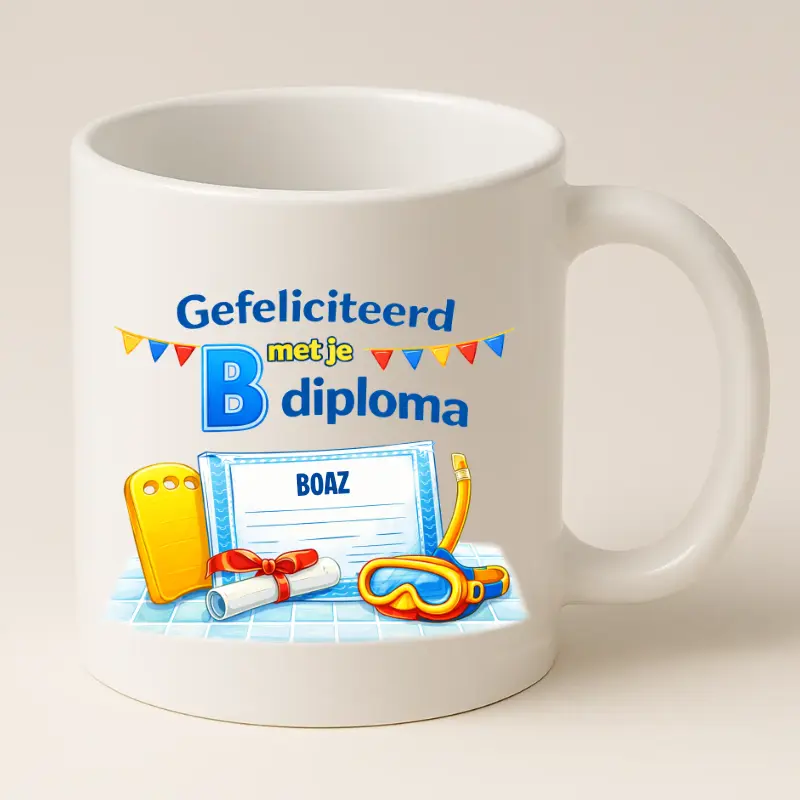 Gefeliciteerd met je b diploma mok wit